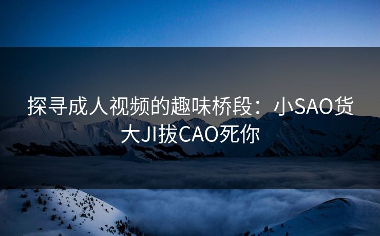 探寻成人视频的趣味桥段：小SAO货大JI拔CAO死你