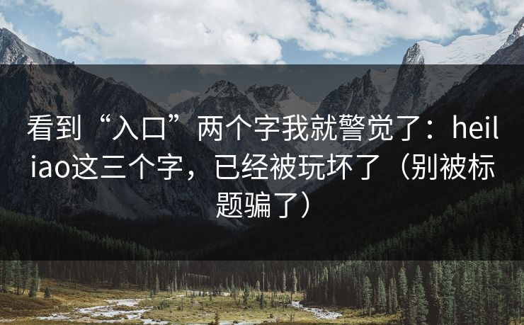 看到“入口”两个字我就警觉了：heiliao这三个字，已经被玩坏了（别被标题骗了）