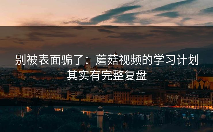 别被表面骗了：蘑菇视频的学习计划其实有完整复盘