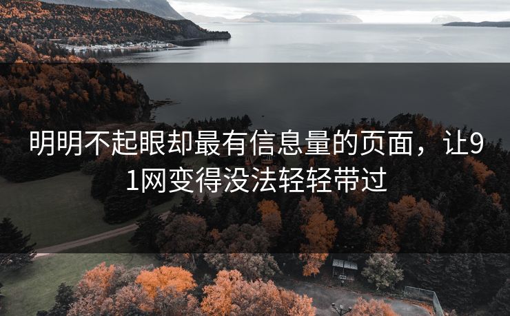 明明不起眼却最有信息量的页面，让91网变得没法轻轻带过